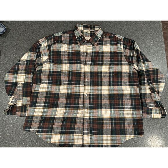 Vintage LL Bean Green Plaid Flannel Made In USA‎ XXL - Picture 1 of 3